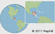 Savanna Style Location Map of Belize, highlighted continent, within the entire continent