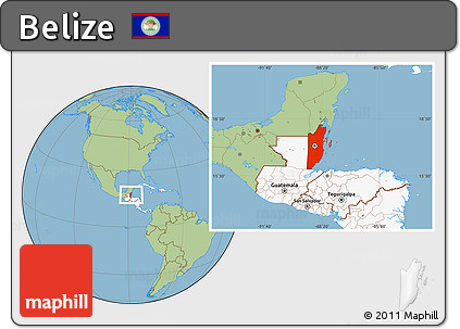 Savanna Style Location Map of Belize, highlighted continent