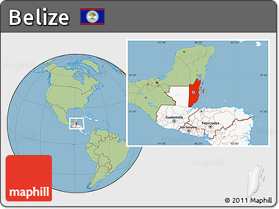Savanna Style Location Map of Belize, highlighted continent