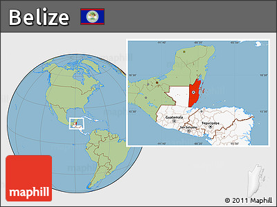 Savanna Style Location Map of Belize, highlighted continent