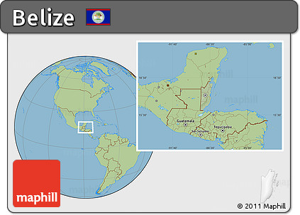 Savanna Style Location Map of Belize, hill shading inside