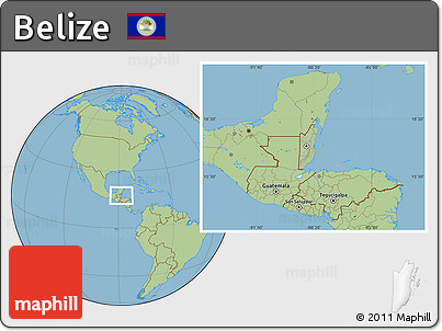 Savanna Style Location Map of Belize, hill shading inside