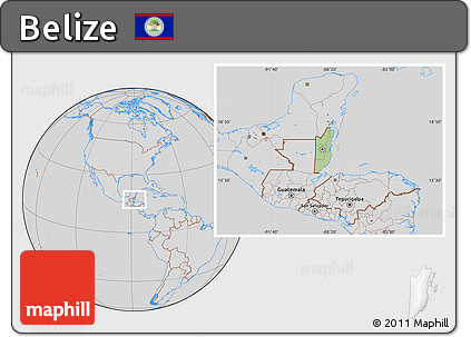 Savanna Style Location Map of Belize, lighten, desaturated