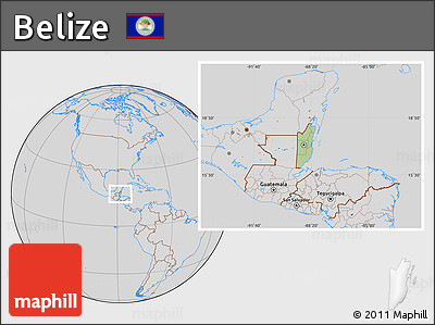 Savanna Style Location Map of Belize, lighten, desaturated