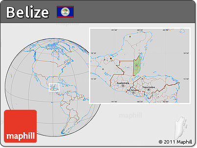 Savanna Style Location Map of Belize, lighten, desaturated