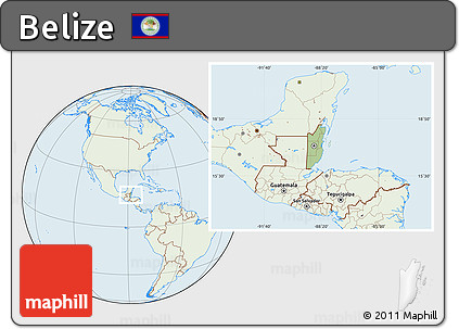 Savanna Style Location Map of Belize, lighten