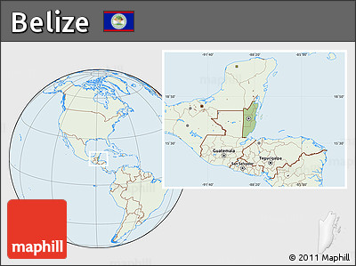Savanna Style Location Map of Belize, lighten