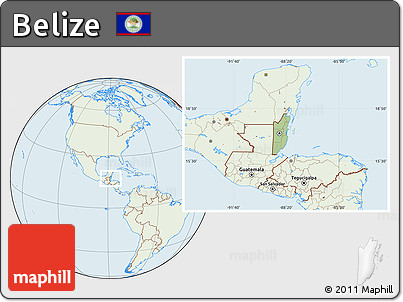 Savanna Style Location Map of Belize, lighten