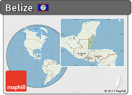 Savanna Style Location Map of Belize, lighten, land only