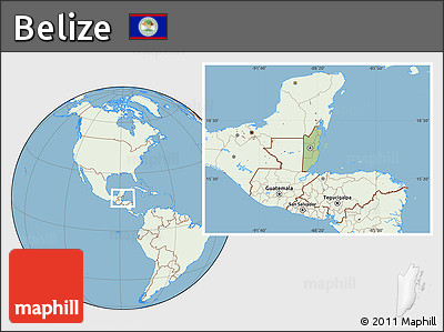Savanna Style Location Map of Belize, lighten, land only