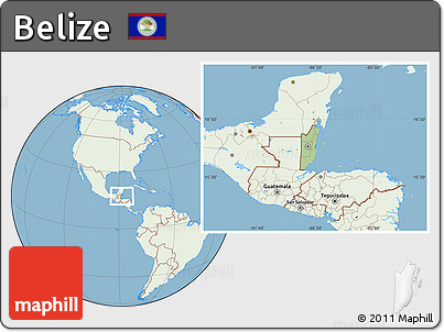 Savanna Style Location Map of Belize, lighten, land only