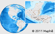 Shaded Relief Location Map of Belize, lighten, desaturated, land only