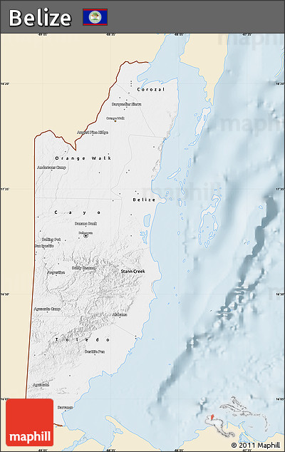 Classic Style Map of Belize, single color outside