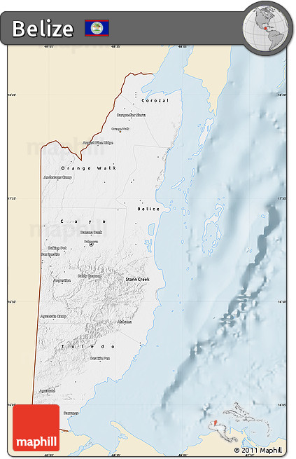 Classic Style Map of Belize, single color outside