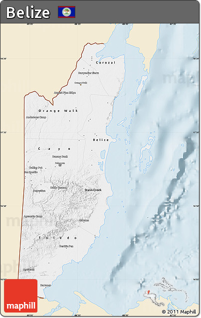 Classic Style Map of Belize, single color outside