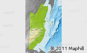 Physical Map of Belize, desaturated, land only