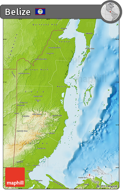 Physical Map of Belize