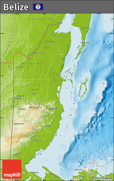 Physical Map of Belize