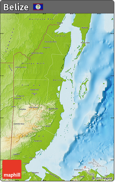 Physical Map of Belize
