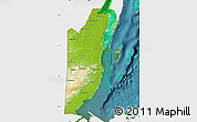 Physical Map of Belize, single color outside, satellite sea