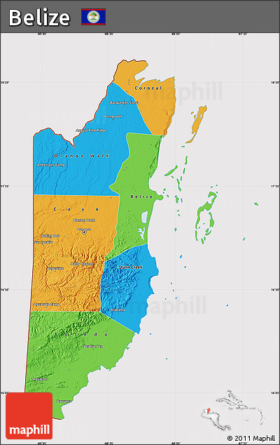 Political Map of Belize, cropped outside