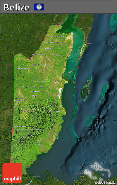 Satellite Map of Belize, darken