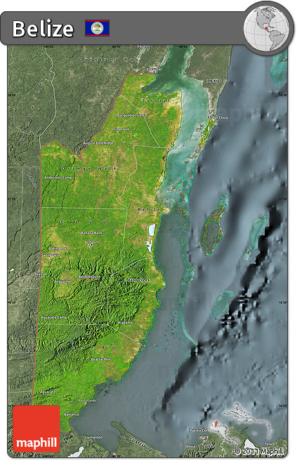 Satellite Map of Belize, semi-desaturated