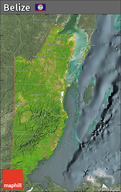 Satellite Map of Belize, semi-desaturated