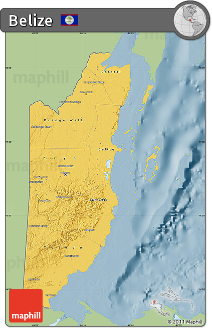Savanna Style Map of Belize, single color outside