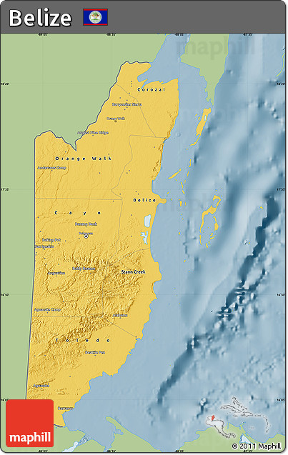 Savanna Style Map of Belize, single color outside