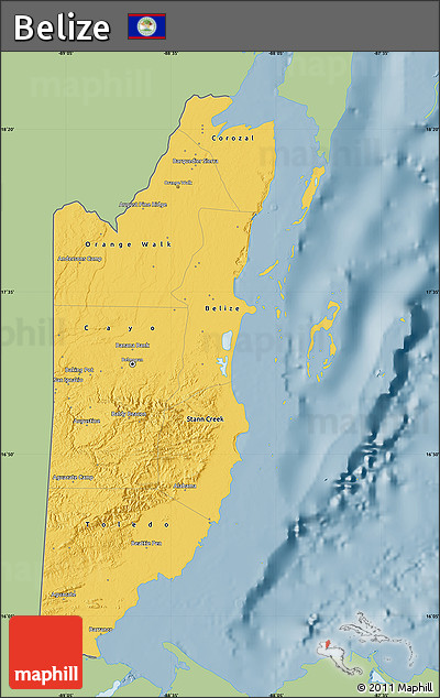 Savanna Style Map of Belize, single color outside
