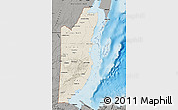 Shaded Relief Map of Belize, darken, semi-desaturated, land only