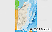 Shaded Relief Map of Belize, political outside