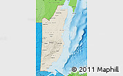 Shaded Relief Map of Belize, political shades outside, shaded relief sea