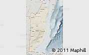 Shaded Relief Map of Belize, semi-desaturated