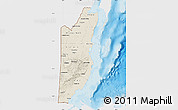 Shaded Relief Map of Belize, single color outside, bathymetry sea, shaded relief sea