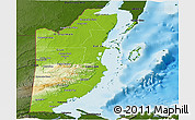 Physical Panoramic Map of Belize, darken, land only