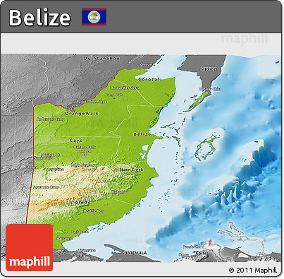 Physical Panoramic Map of Belize, desaturated, land only