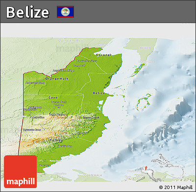 Physical Panoramic Map of Belize, lighten