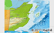 Physical Panoramic Map of Belize, political outside