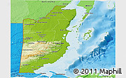 Physical Panoramic Map of Belize, political shades outside