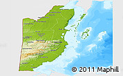 Physical Panoramic Map of Belize, single color outside, bathymetry sea
