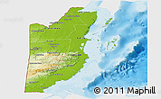 Physical Panoramic Map of Belize, single color outside, bathymetry sea, shaded relief sea