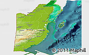 Physical Panoramic Map of Belize, single color outside, satellite sea