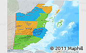 Political Panoramic Map of Belize, lighten, semi-desaturated, land only