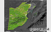 Satellite Panoramic Map of Belize, darken, desaturated