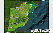 Satellite Panoramic Map of Belize, darken