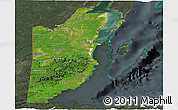 Satellite Panoramic Map of Belize, darken, semi-desaturated