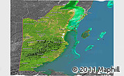 Satellite Panoramic Map of Belize, desaturated, land only