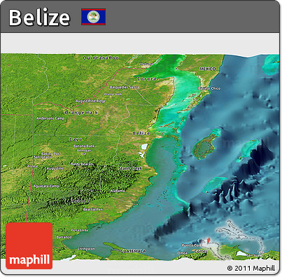 Satellite Panoramic Map of Belize